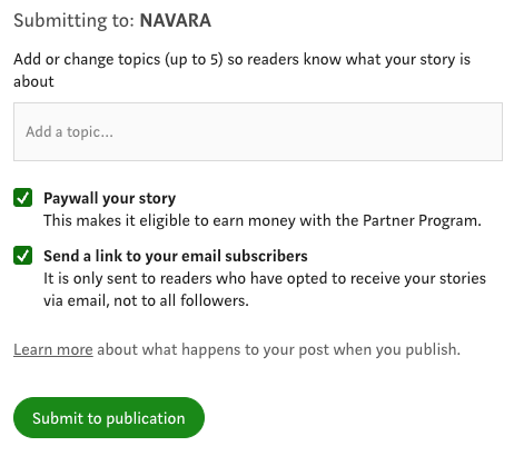 Dialog to submit to the NAVARA publication.