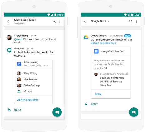 Google Hangouts Chat messaging app example