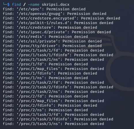 Example of using find command without 2>/dev/null