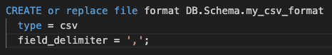 Create a Snowflake file format