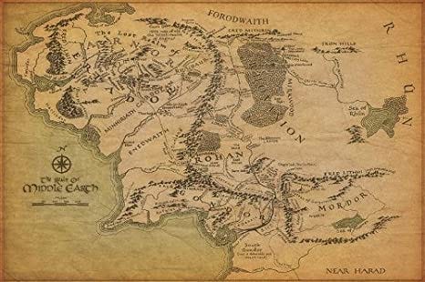 Map of Middle Earth from J.R.R. Tolkein’s Lord of the Rings