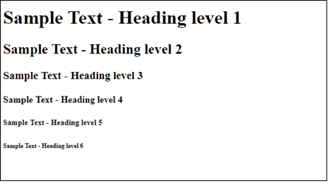 Examples of HTML heading elements H1 to H6