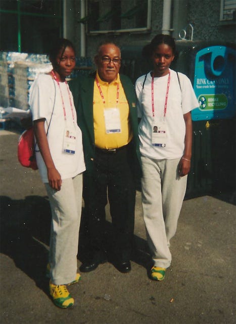 Teddy McCook with athletes from Special Olympics Jamaica