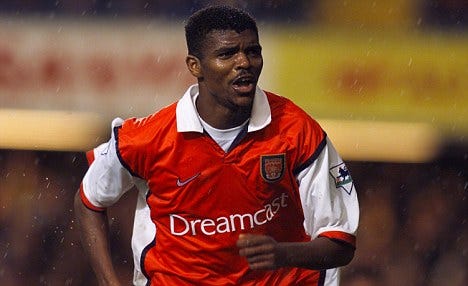 CHELSEA V ARSENAL. PREMIER LEAGUE. PIC ANDY HOOPERKANU CELEBRATES HIS SECOND