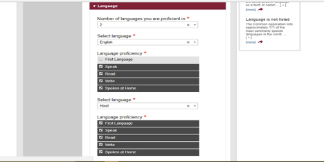 Options of Language Proficiency in Common App