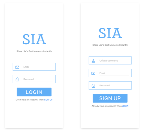 An image depicting how the login and signup screens look like