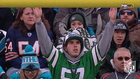 A Jets fan screams to the heavens in disbelief