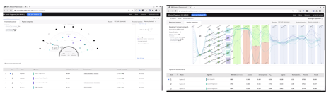 Visualization of a sunburst view and a longitudinal view of an AutoAI search.