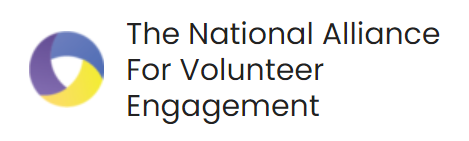 The redesigned logo for The National Alliance for Volunteer Engagement, featuring a stylized violet/blue/yellow circle.