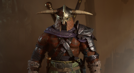 An in-game picture of a Barbarian in Diablo 4