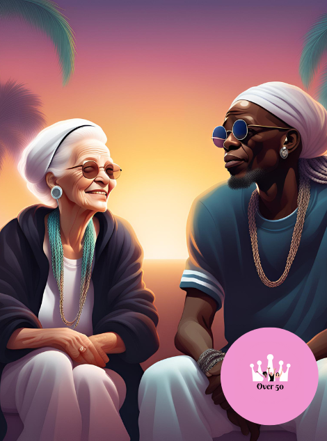 An 83-year-old white woman sitting next to a black male rapper