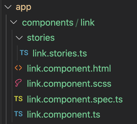 link component’s files with stories file included