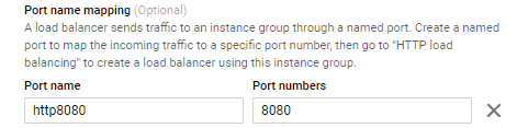 Partial screenshot of expanded form to specify port name.