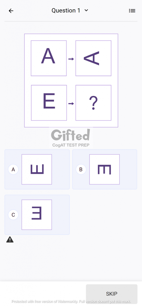 CogAT Test Prep Grade 1 Practice Question