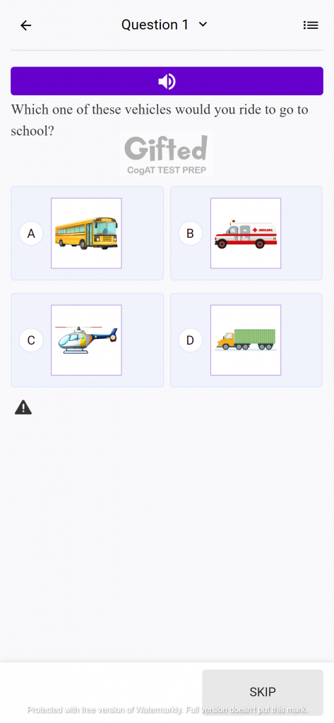 Cogat Test Prep Kindergarten Practice Question