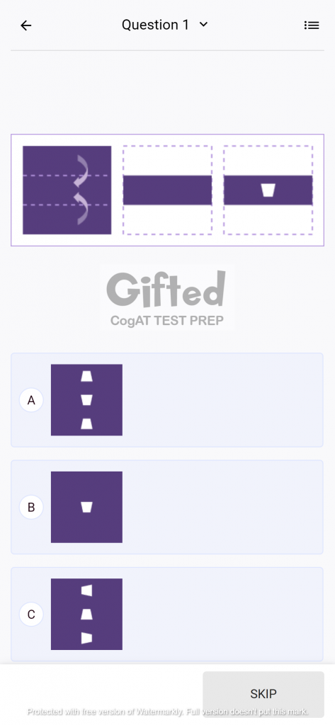 Paper Folding Cogat Test Prep Grade 1 Practice Question