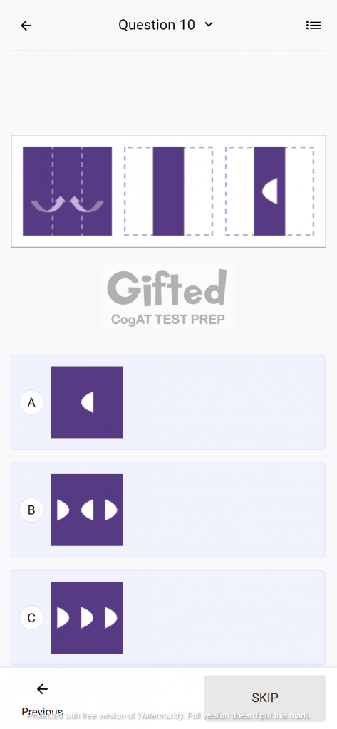 CogAT Test Prep Paper Folding Practice Question