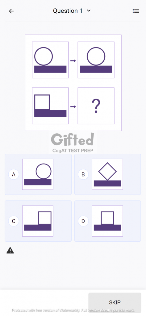 Figure Matrices Cogat Test Prep Kindergarten Practice Question