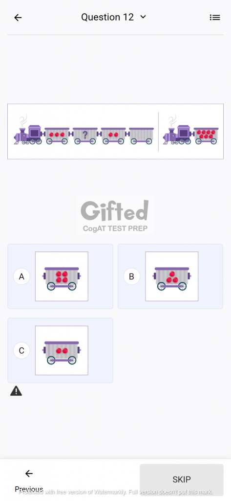 1st Grade CogAT Test Questions for Number Puzzles