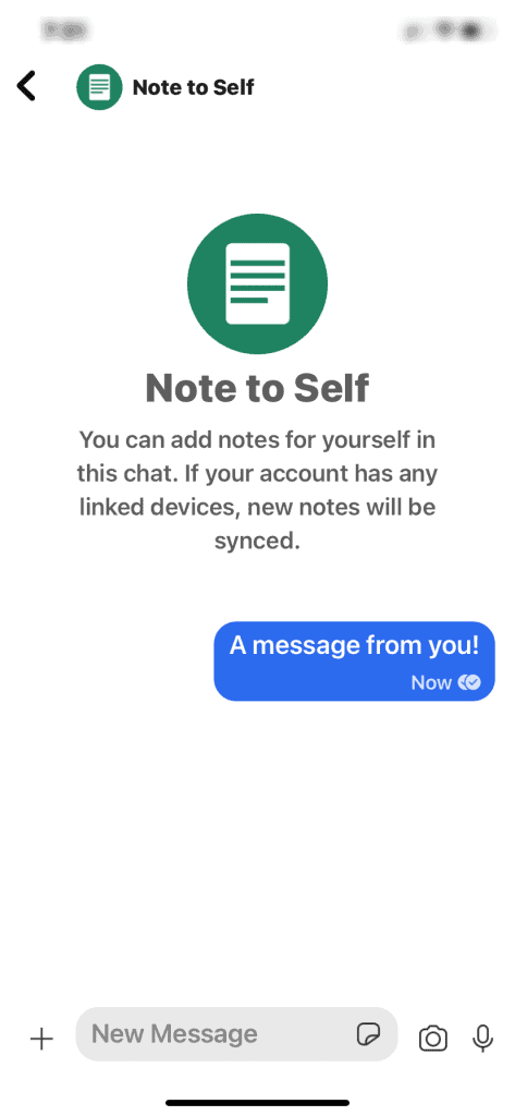 An image showing how to send a Note to Self