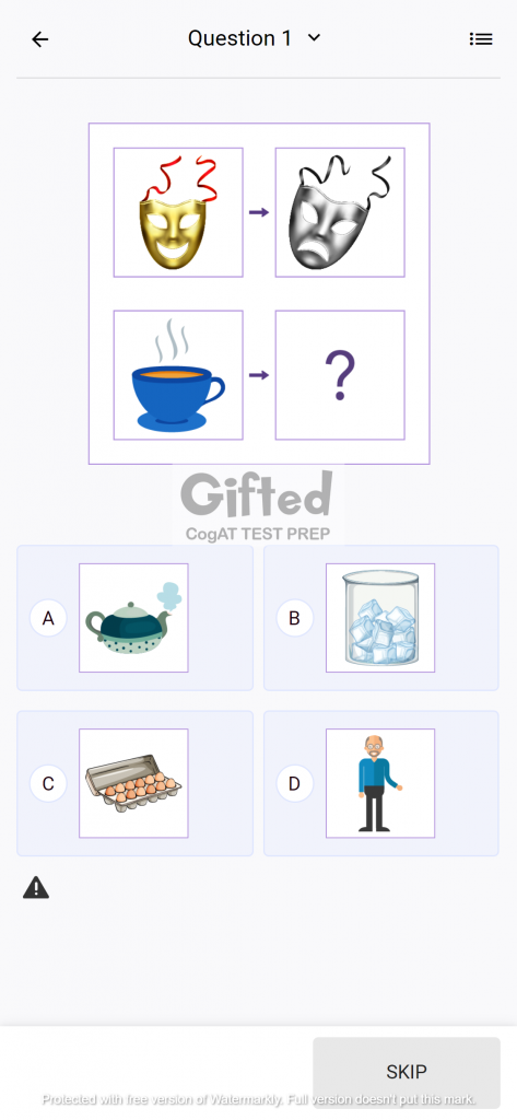 Picture analogy Grade 2 CogAT test