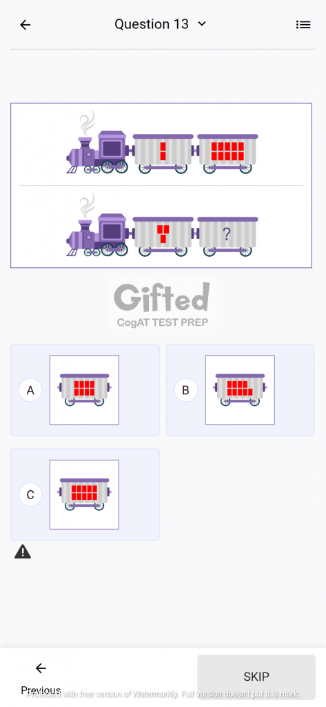 Best CogAT test Prep App for Grade 1 Sample Questions