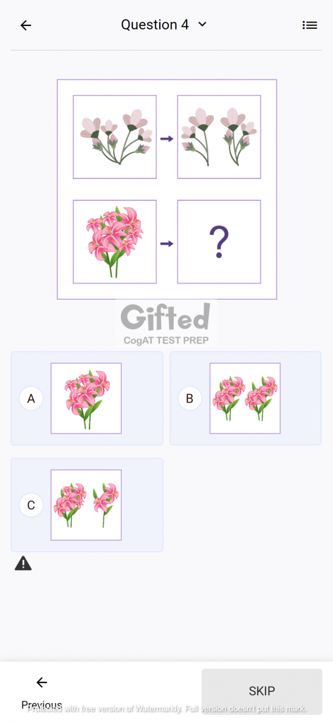 Grade 1 CogAT Practice Questions for Number Analogies