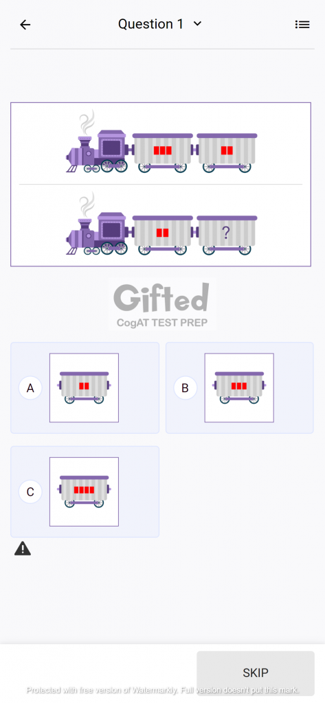 Kindergarten CogAT Practice Questions for Number Puzzles