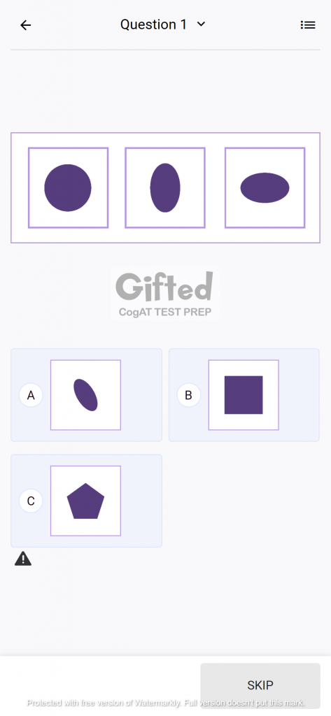 Figure Classification Cogat Test Prep Grade 2 Practice Question