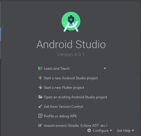 Start a new Android Studio projecte tıklıyoruz