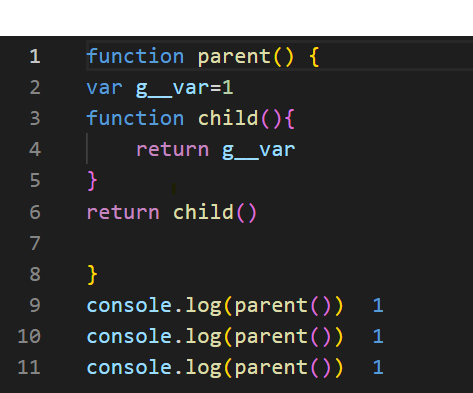The above code an example of a simple closure function.