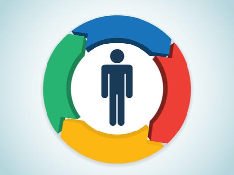 Image of graphic person inside a coloured circle