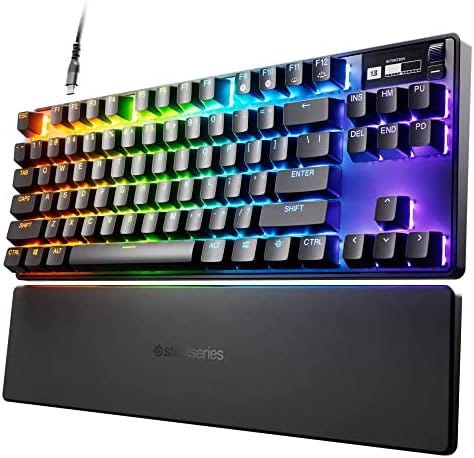 New SteelSeries Apex Pro TKL 2023 Ed.- World's Fastest Mechanical Gaming Keyboard - Adjustable Actuation - Esports Tenkeyless - OLED Screen - RGB - PBT Keycaps - USB-C