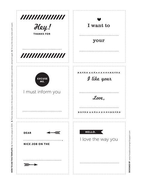 Printable Sticky Notes Template