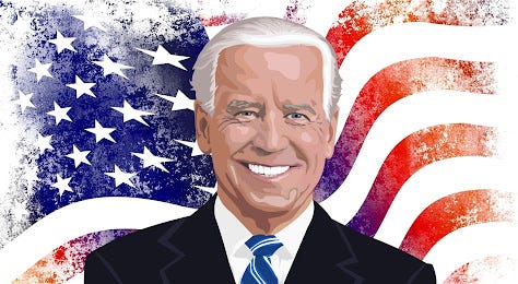 President Biden In Front Of An American Flag