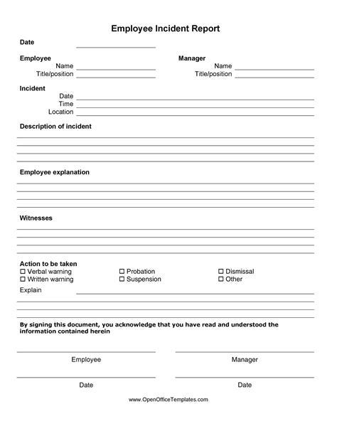 Free Sample Incident Report Form Templates