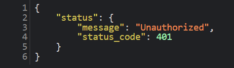 JSON response from invalid call to API