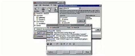 The Yahoo! instant messenger, somewhere between ICQ and AOL in terms of its busy user interface.