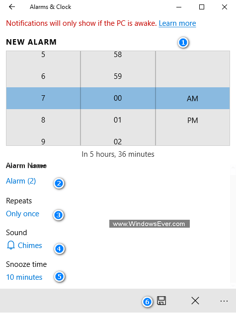 Alarm name set alarm