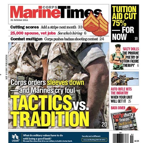 This is the original cover of the Marine Times 2.5 years ago