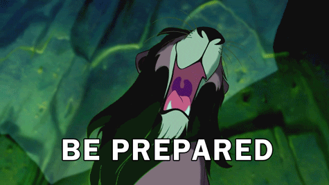 Animated gif of Scar from the lion king singing “Be Prepared”