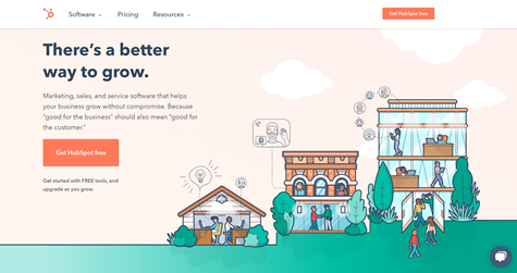 Homepage of the company HubSpot