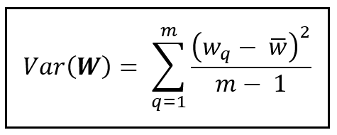 Formula for sample variance of random variable W with mean w_bar