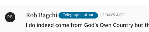 Example of how The Telegraph is using custom badges for Authors.