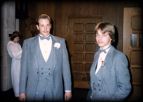 The author (left) with Darryl (right) on his wedding day