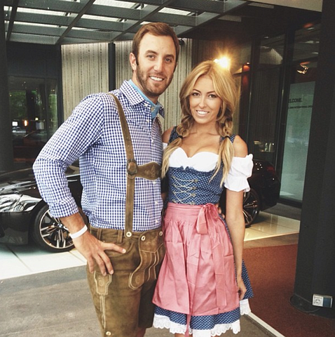 Paulina Gretzky dressed as beer maiden