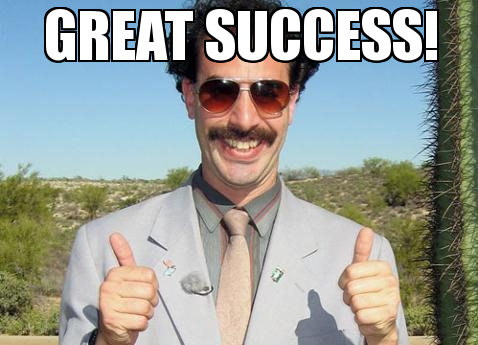 Borat with two thumbs up