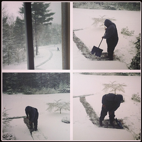 Vince Wilfork Shoveling Snow