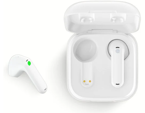 Image of the Timekettle WT2 Edge earbuds and charging case. A design similar to common earbuds.