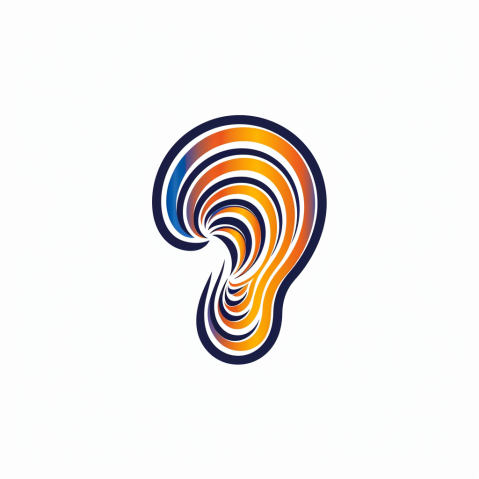 An icon that focuses on a stylized ear with a gentle wave or sound pattern flowing into it.